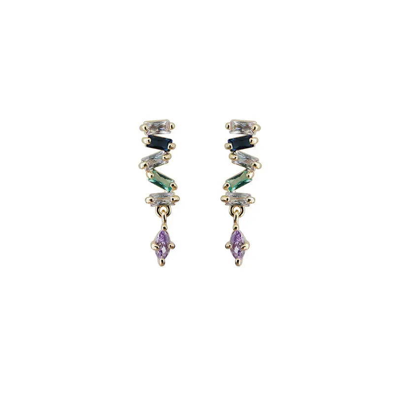 925 Sterling Silver Simple Snake Stud Earrings Women Pavé Crystal Tassel Earrings Wedding Temperament Jewelry Friendship Gift