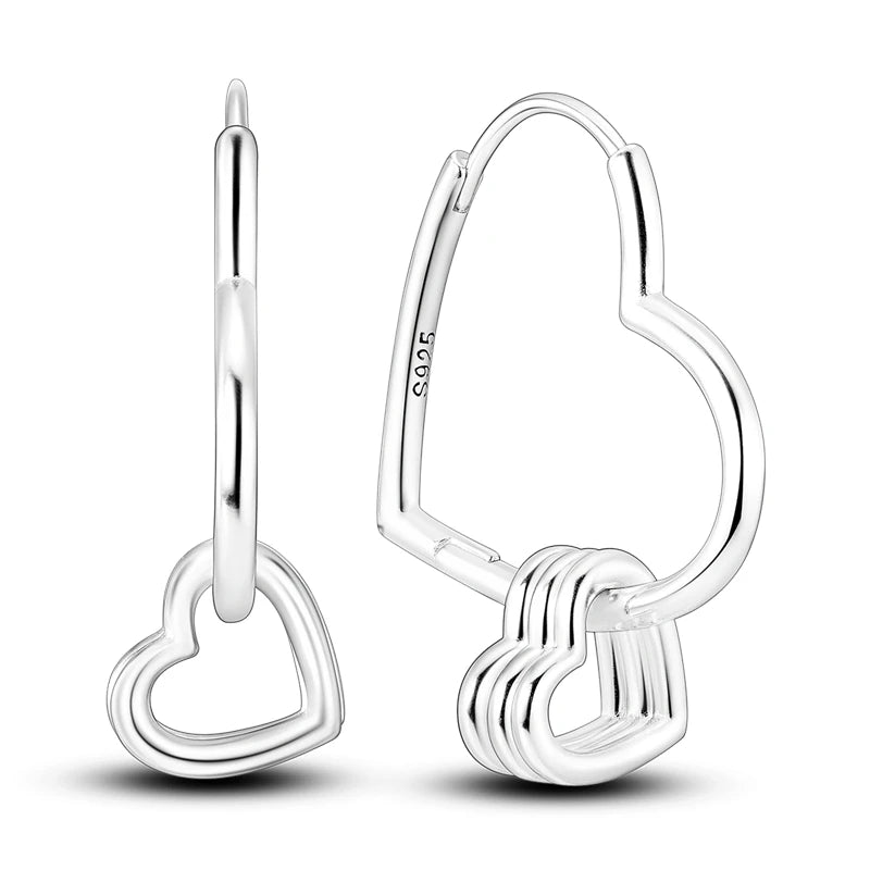 2023 New 925 Silver Sparkling Pave Stud Earring Heart Love Hoop Earrings For Women Fashion Design Jewelry Making