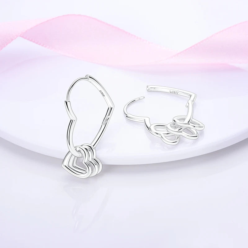 2023 New 925 Silver Sparkling Pave Stud Earring Heart Love Hoop Earrings For Women Fashion Design Jewelry Making