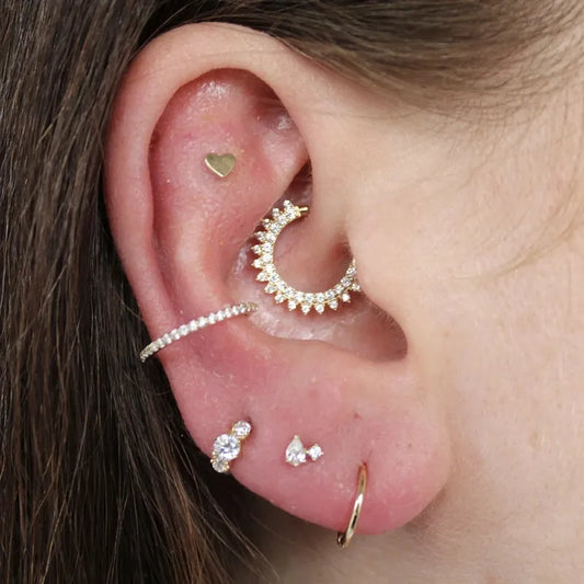 Aide Luxury Stud Earrings for Women Real 925 Sterling Silver Earings Zircon Round Nose Piercing Cartilage Earrings pendientes