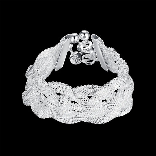925 Sterling Silver Bracelets for women net Reticulated chain Wedding party Christmas high quality Fashion Jewelry 20cm