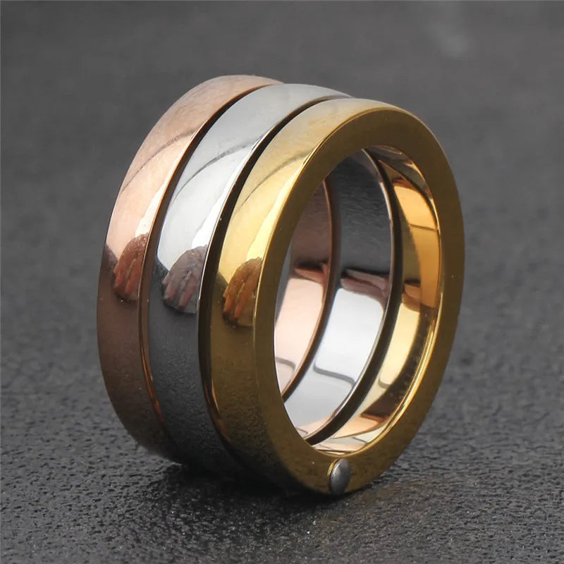 ZORCVENS High Quality 3 Pieces/Set Rose Gold/Silver Color Stainless Steel Rings For Women Jewelry Anniversary Gifts Ring Set