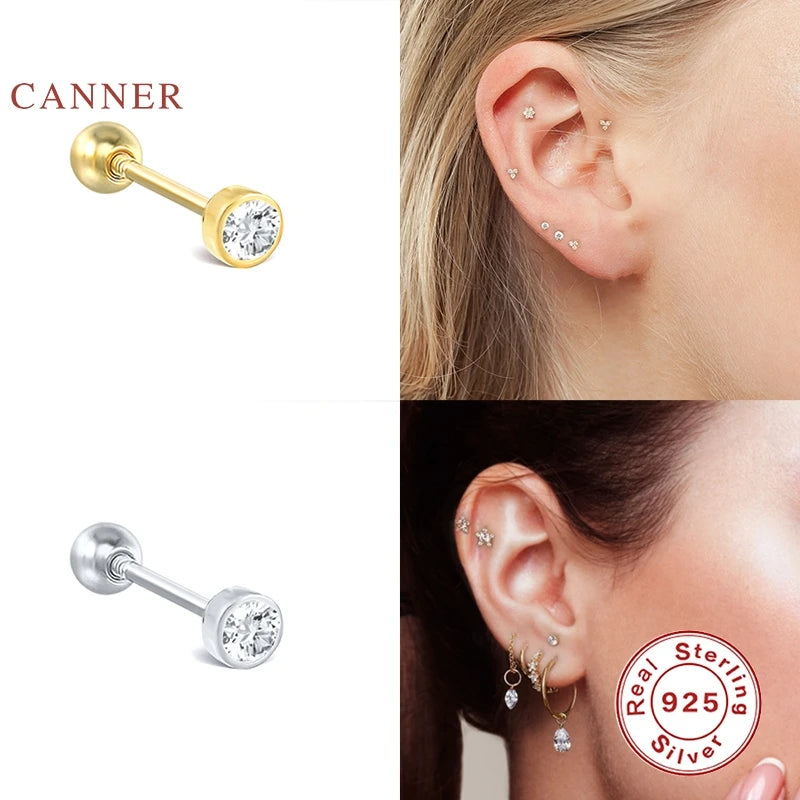 CANNER 925 Sterling Silver Earrings For Women Horse Eye Stud Earrings Gold/Silver Jewelry Cartilage Piercing Mom Gift Серьги