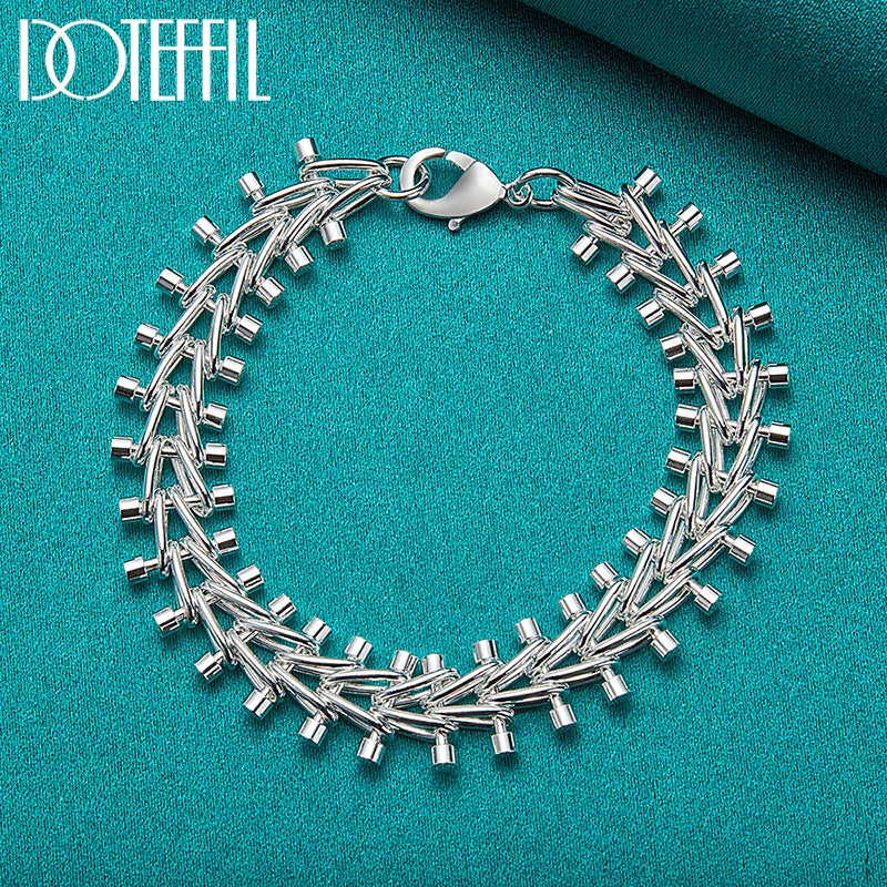 DOTEFFIL 925 Sterling Silver Double Row Bead Chain Bracelet For Man Women Charm Wedding Engagement Party Jewelry