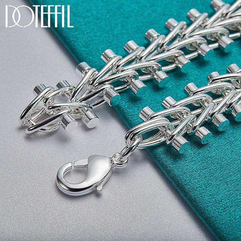 DOTEFFIL 925 Sterling Silver Double Row Bead Chain Bracelet For Man Women Charm Wedding Engagement Party Jewelry