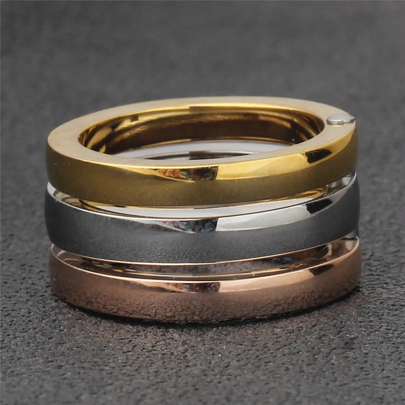 ZORCVENS High Quality 3 Pieces/Set Rose Gold/Silver Color Stainless Steel Rings For Women Jewelry Anniversary Gifts Ring Set