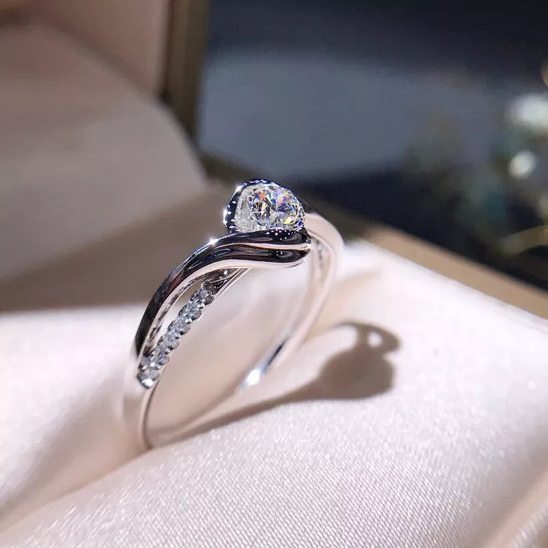 New 925 Sterling Silver Ring Carat Heart And Arrow Zircon Ring For Woman Charm Jewelry Gift Wholesale