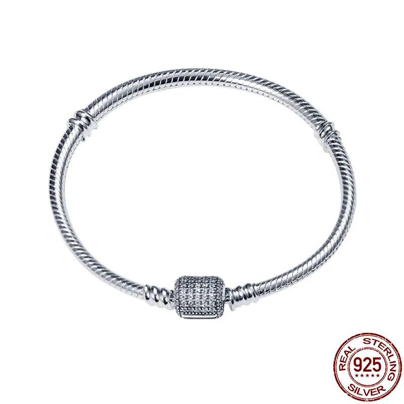 Hot Sale Classic Series 100% 925 Silver Color Heart Bracelet Fit Original Beads Charms DIY Jewelry Pendant Bead Gift For Women