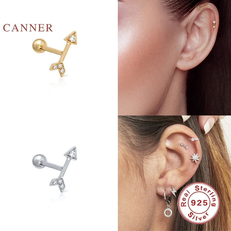 CANNER 925 Sterling Silver Earrings For Women Horse Eye Stud Earrings Gold/Silver Jewelry Cartilage Piercing Mom Gift Серьги