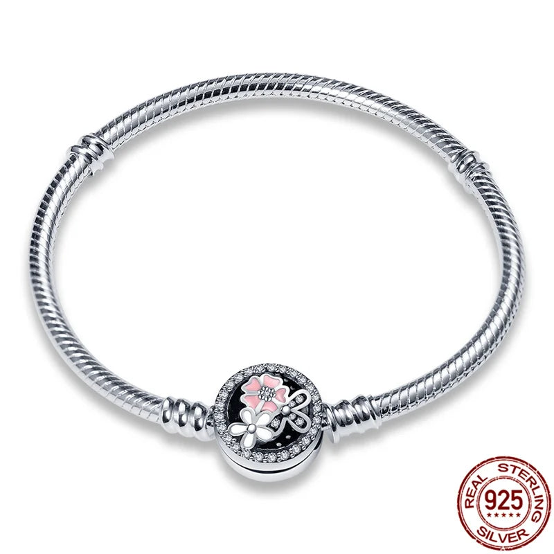 Hot Sale Classic Series 100% 925 Silver Color Heart Bracelet Fit Original Beads Charms DIY Jewelry Pendant Bead Gift For Women