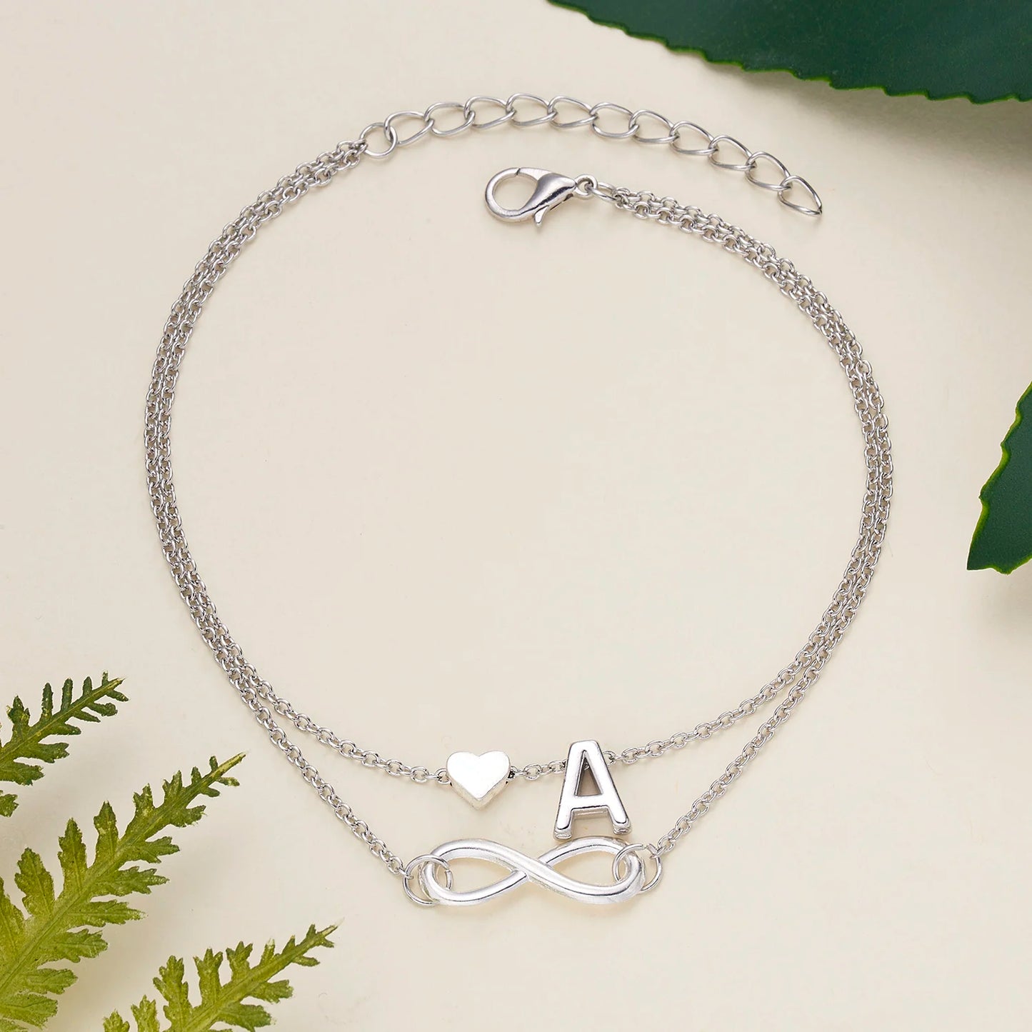 Summer New A-Z Letter Initial Anklets For Women Silver Color Heart Anklet Bracelet Leg Chain Fashion Beach Party Foot Jewelry