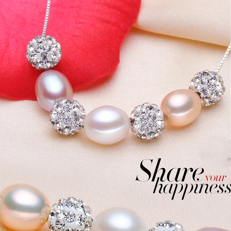 ZHBORUINI Fashion Necklace Pearl Jewelry sets Natural Pearls Drop Pearl 925 Sterling Silver Necklace Earrings Pendants For Women