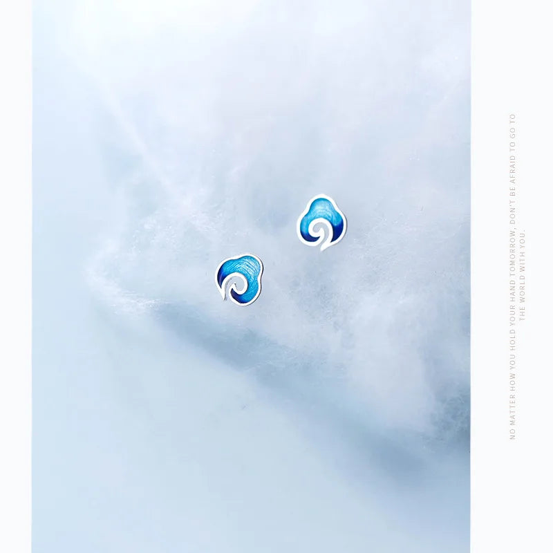 MloveAcc New Style Fashion 925 Sterling Silver Stud Earrings Blue Clouds Earrings Jewelry Pendientes Brincos Fashion Jewelry