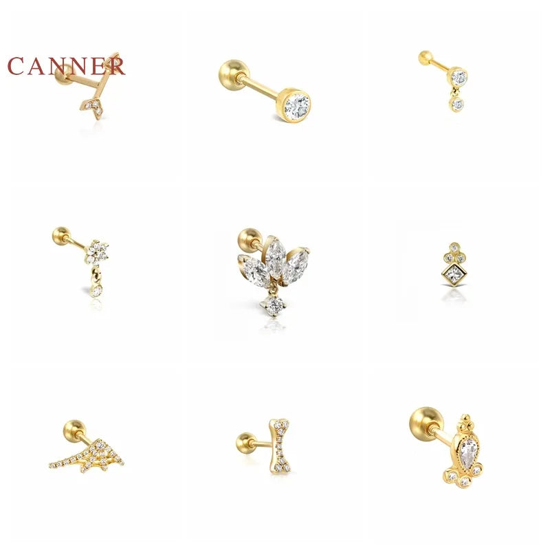 CANNER 925 Sterling Silver Earrings For Women Horse Eye Stud Earrings Gold/Silver Jewelry Cartilage Piercing Mom Gift Серьги