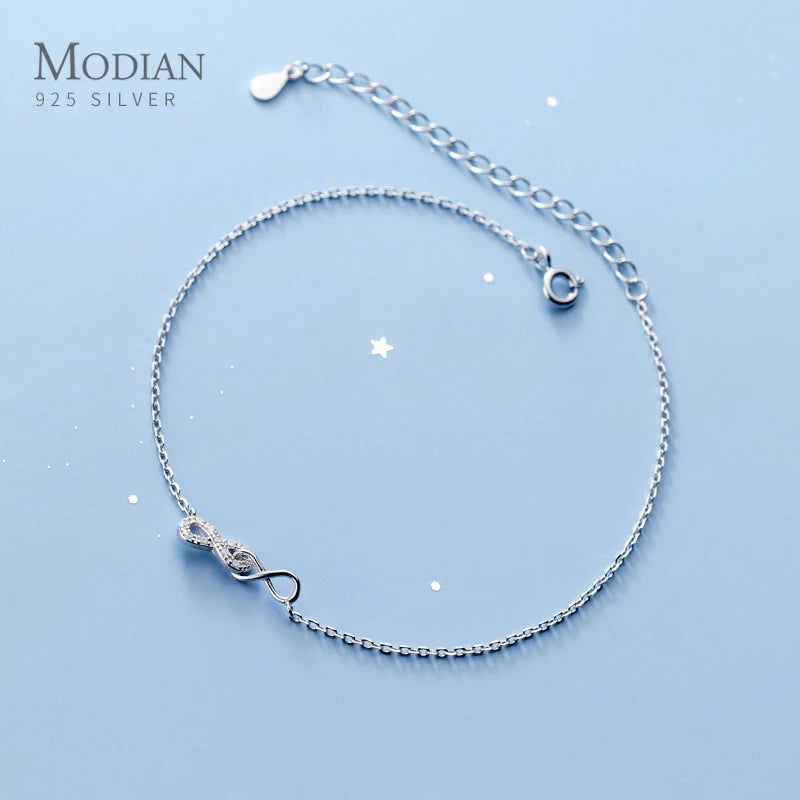 Modian Summer Party 925 Sterling Silver Infinite Love Exquisite Chain Lady Anklet For Women Foot Bracelet Feet Jewelry 2021 New