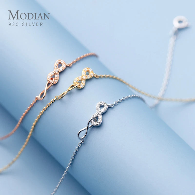 Modian Summer Party 925 Sterling Silver Infinite Love Exquisite Chain Lady Anklet For Women Foot Bracelet Feet Jewelry 2021 New