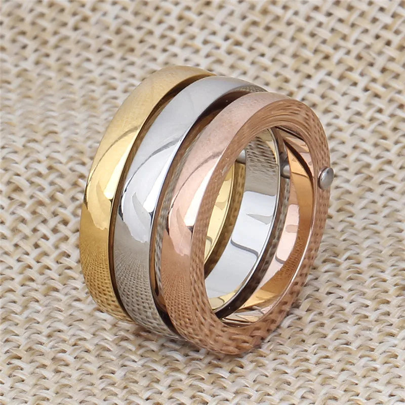 ZORCVENS High Quality 3 Pieces/Set Rose Gold/Silver Color Stainless Steel Rings For Women Jewelry Anniversary Gifts Ring Set