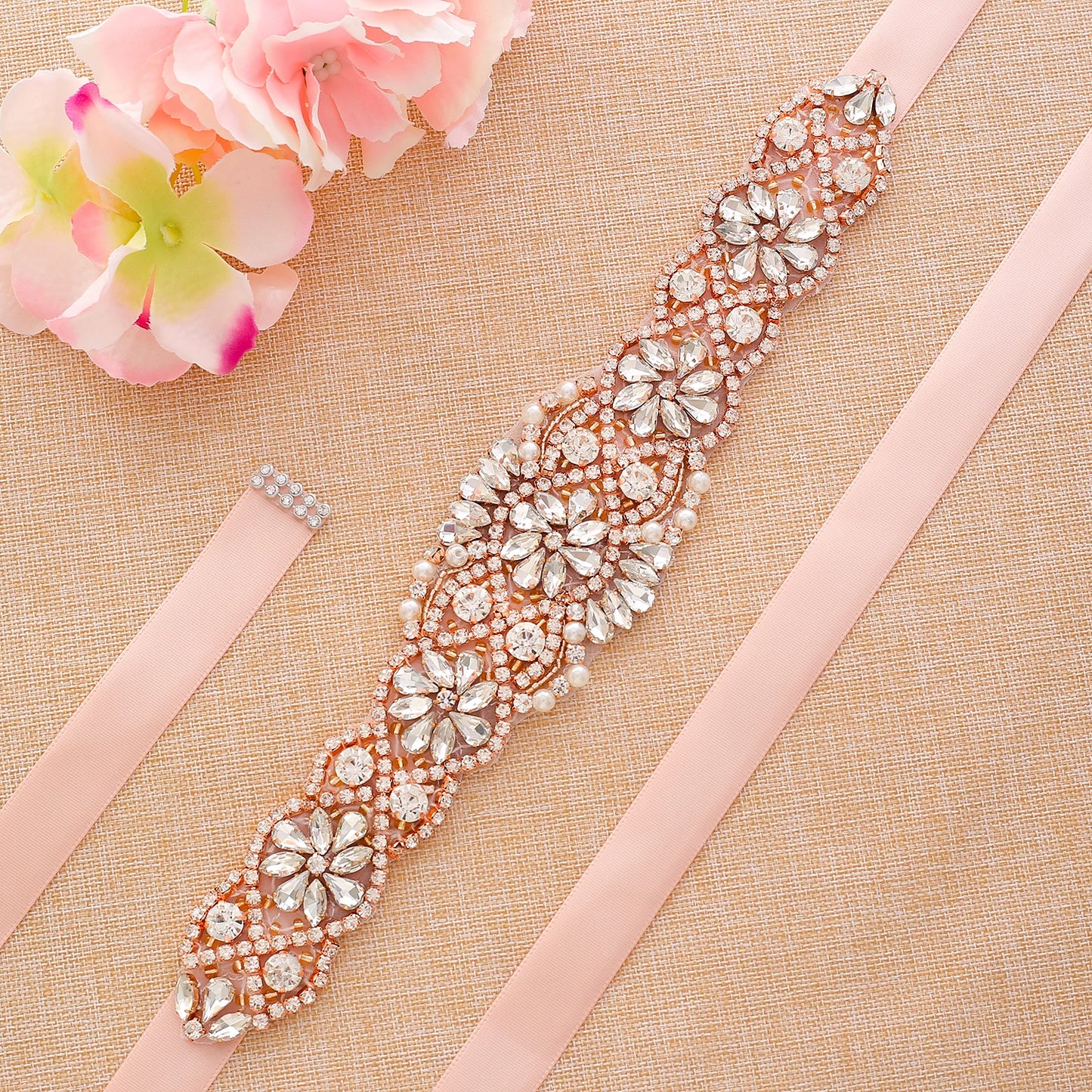 NZUK Silver Gold/Rose Gold Rhinestone Wedding Dress Belt  Crystal Wedding Belts Satin Wedding Accessories Bridal Ribbon Belts