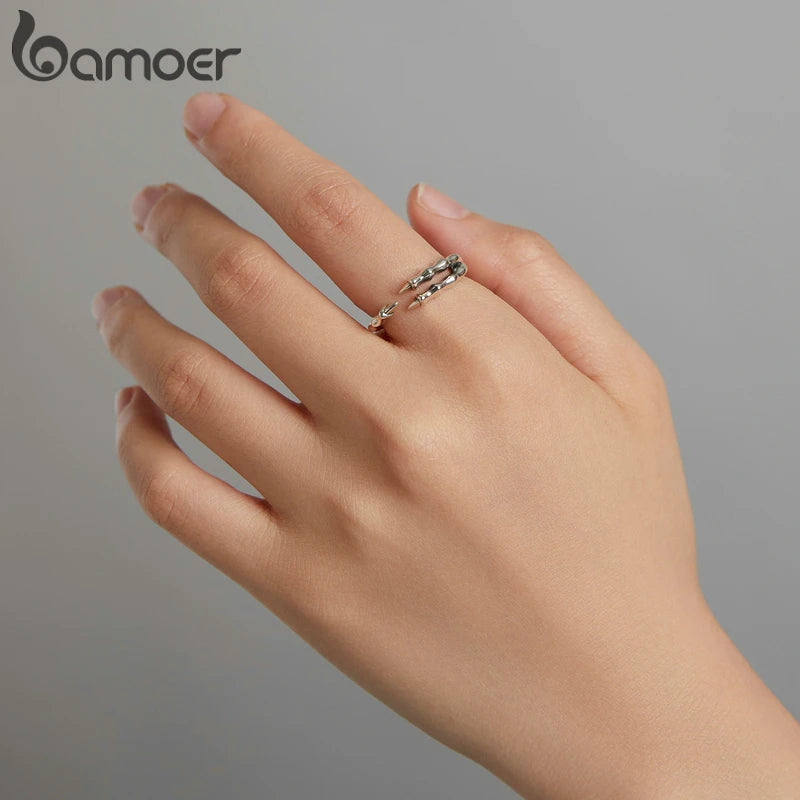 bamoer Authentic Dark Claw Open Ring 925 Sterling Silver Ring for Women Monster Wolverine Adjustable Ring Jewelry Anillo SCR728