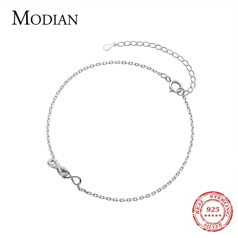 Modian Summer Party 925 Sterling Silver Infinite Love Exquisite Chain Lady Anklet For Women Foot Bracelet Feet Jewelry 2021 New