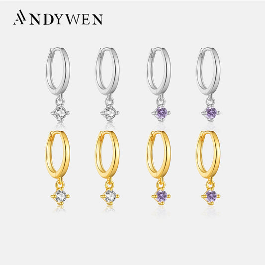 ANDYWEN 925 Sterling Silver Clear Luxury Pendiente Women 2023 Fashion Jewelry For Women Luxury Jewels Party Fashion Jewelry