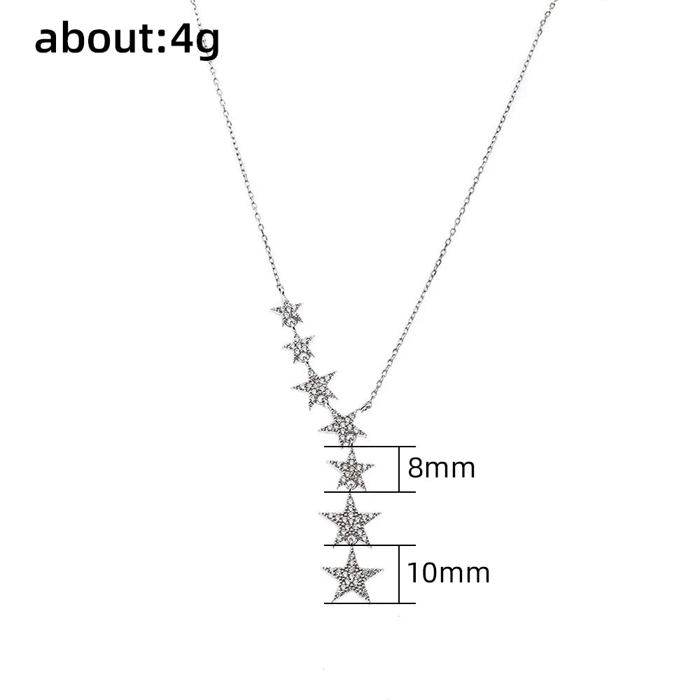 Huitan Aesthetic Stars Pendant Necklace Women Luxury Silver Color/Gold Color Choker Chain Necklace Wedding Party Fashion Jewelry