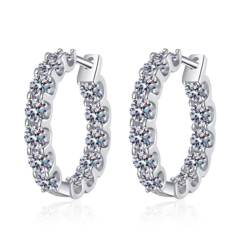 NeeTim 2.6CT D Color Moissanite Hoop Earring 925 Sterling Silver Plated with 18k Gold Earrings for Women Sparkling Party Jewelry