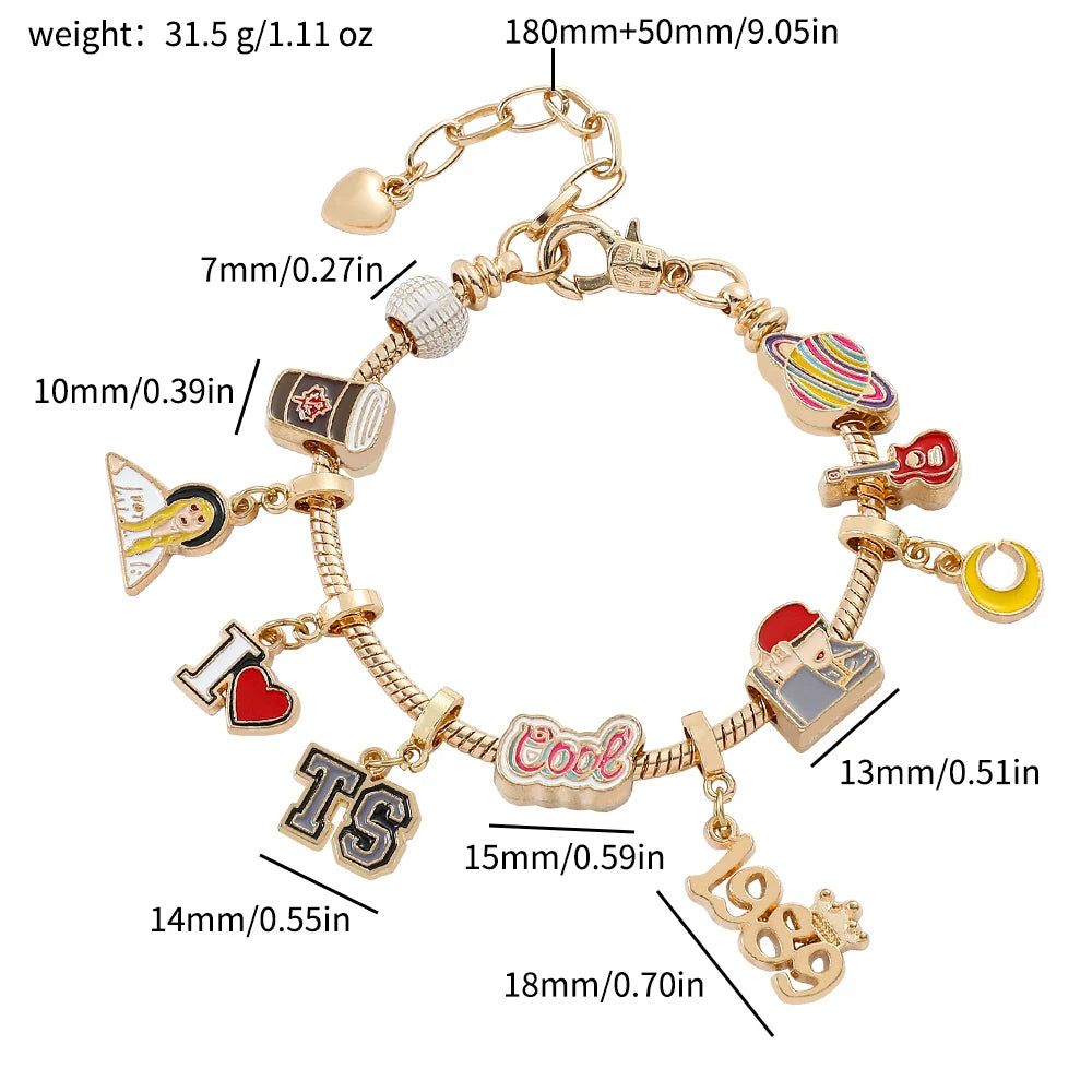 Fashion Taylor Alison Swift 1989 Loose Beads TS Beading Diy Bracelet Jewelry Girl Gift Fashion Jewelry Accessories