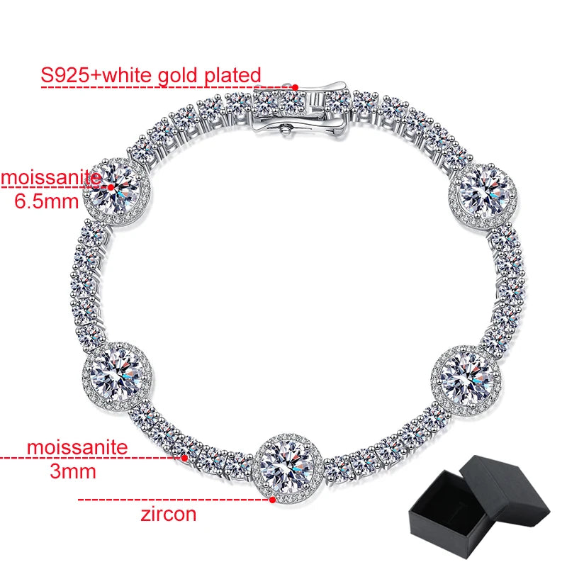 Smyoue 8.3-9.1ct 100% Real Moissanite  Tennis Bracelets for Women Luxury Quality Sparkling Bangles 925 Sterling Silver Jewellery