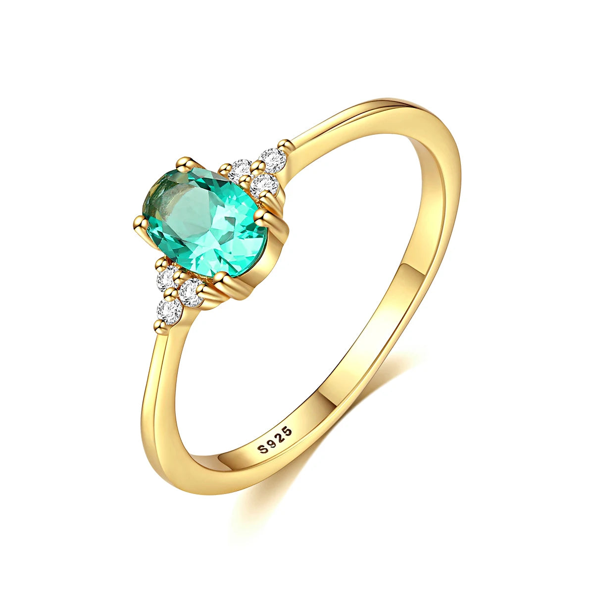 Luxury Emerald Gemstone Ring 925 Sterling Sliver Rings for Women Gold Plated Green Stone Zircon Classic Party Gift Fine Jewelry