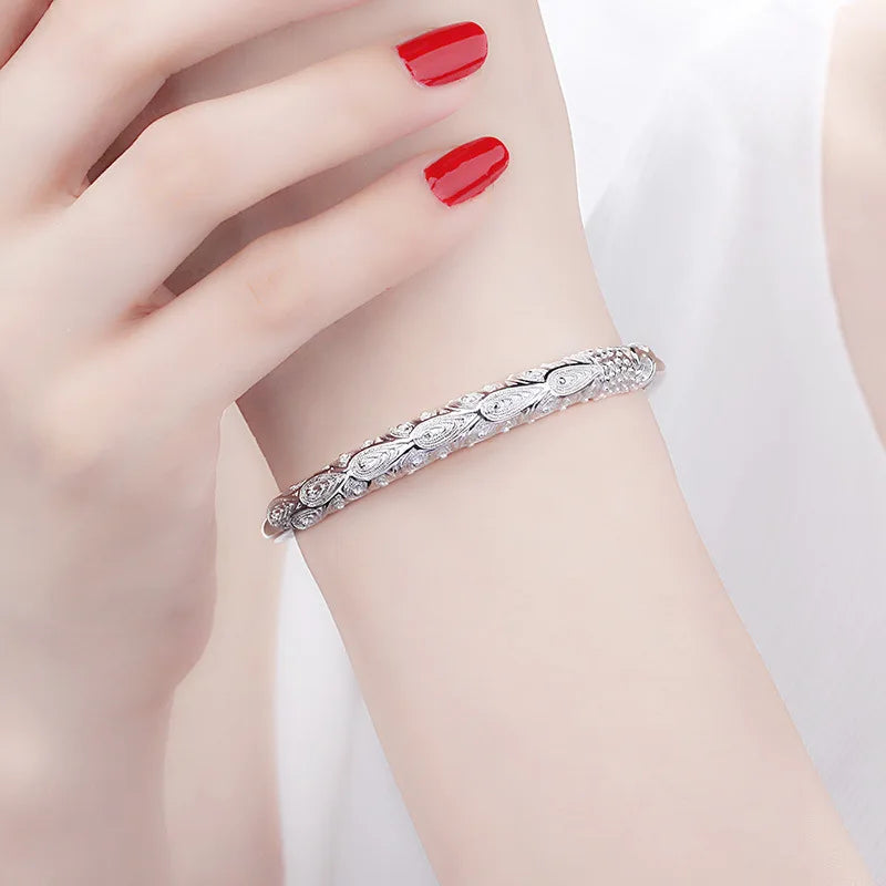 Hot new 925 Sterling Silver Bracelets for Women Noble Phoenix bangle adjustable Jewelry Fashion Party Gifts Girl student