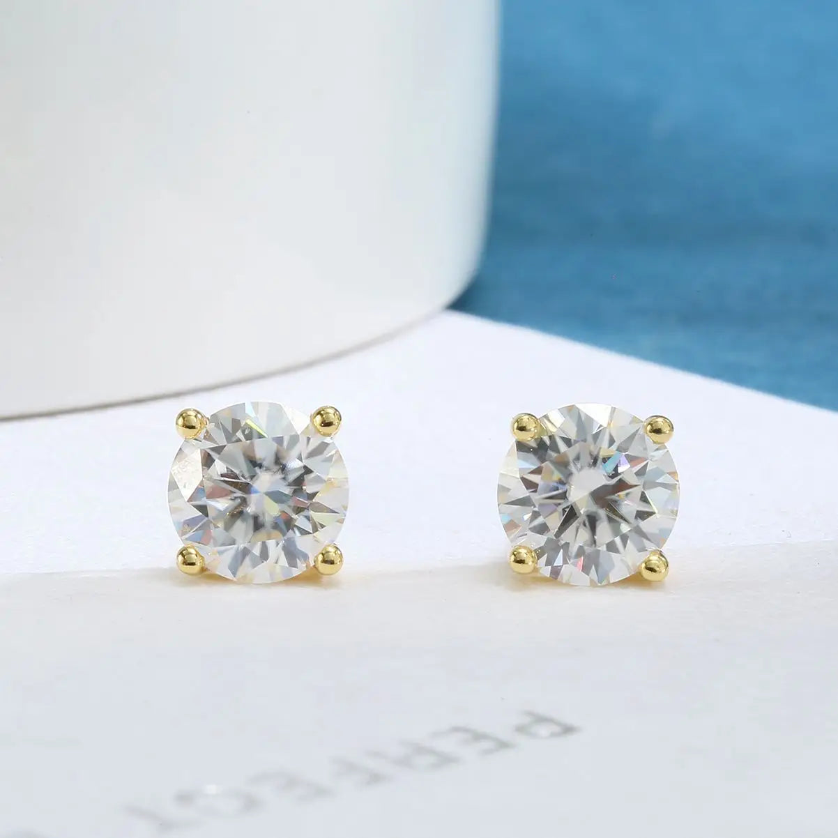 Moissanite Earrings 18K Gold 925 Sterling Silver Stud Earring for Women 3MM Fashion Wedding Lab Created Diamond Gift for Jewelry