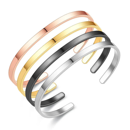 LETAPI New Fashion Cuff Bracelet for Women Gold Silver Color Stainless Steel Open Bangle Punk Vintage Women Men Jewelry