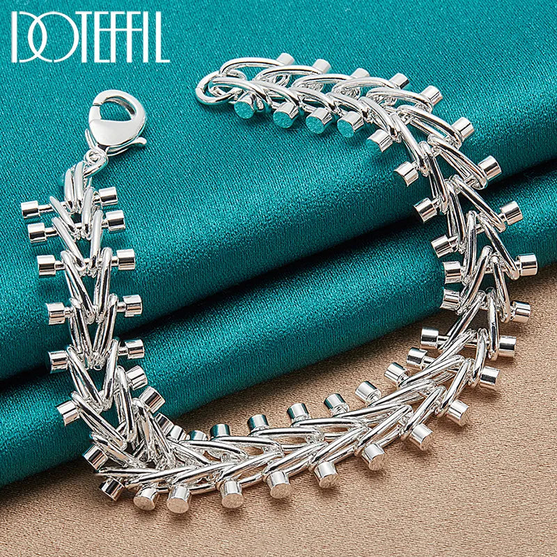 DOTEFFIL 925 Sterling Silver Double Row Bead Chain Bracelet For Man Women Charm Wedding Engagement Party Jewelry