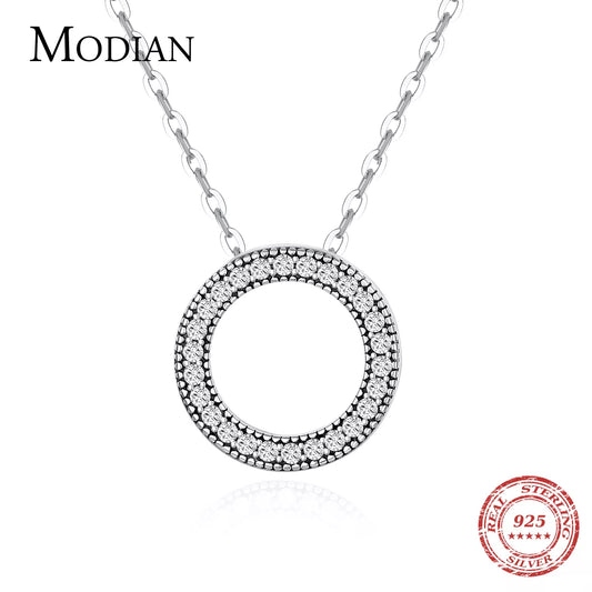 Modian Romantic Real 925 Sterling Silver Fashion Round Hearts Necklace For Women Fantastic Life Wedding Necklaces Jewelry Gift