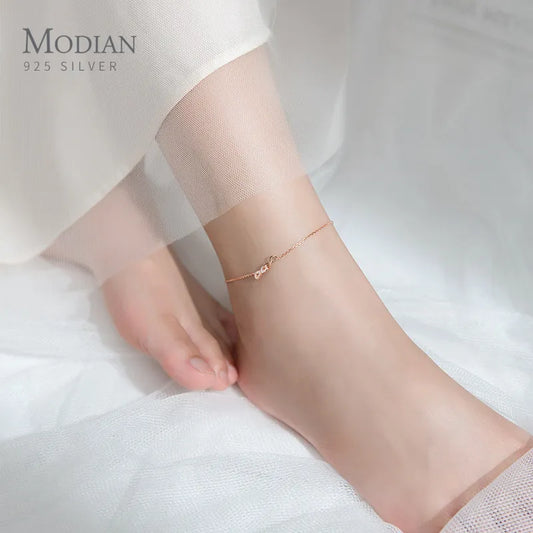 Modian Summer Party 925 Sterling Silver Infinite Love Exquisite Chain Lady Anklet For Women Foot Bracelet Feet Jewelry 2021 New