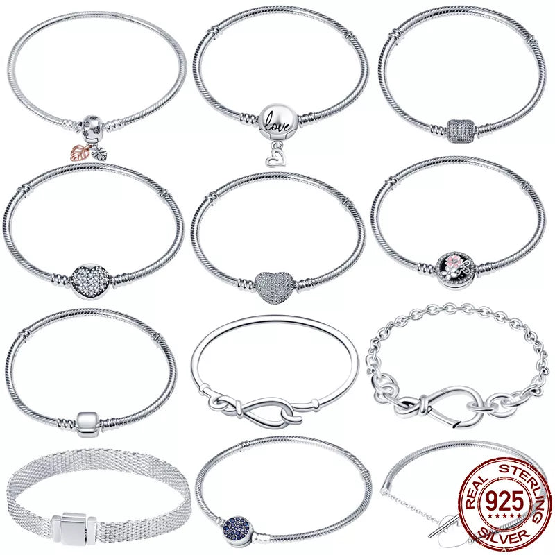 Hot Sale Classic Series 100% 925 Silver Color Heart Bracelet Fit Original Beads Charms DIY Jewelry Pendant Bead Gift For Women