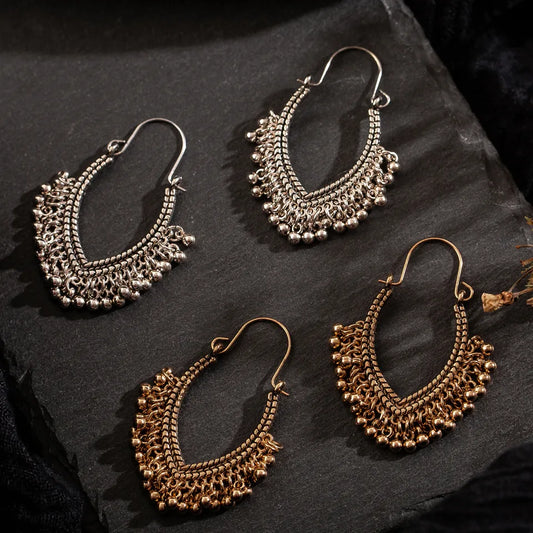 Ethnic Geometric Golden Silver Color Indian Earrings Jewelry Vintage Dangle Statement Earrings for Women Bohemian Earings Gifts