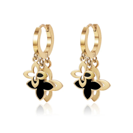 Korean Fashion Version of the New Four-leaf Clover Earrings for Women Classic Zircon Flower Pierced Ear Buckle Upscale Jewelry