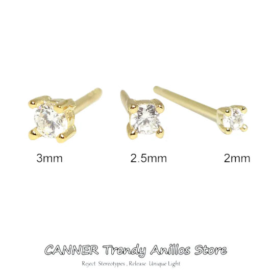 Canner 1set 925 Sterling Silver Stud Earrings for Women Gold Mini Moon Star Geometric Earings Bijoux Piercing Pendientes 2020 W5