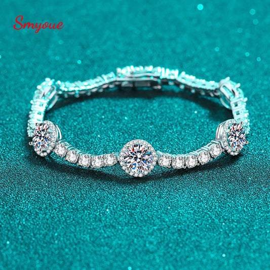 Smyoue 8.3-9.1ct 100% Real Moissanite  Tennis Bracelets for Women Luxury Quality Sparkling Bangles 925 Sterling Silver Jewellery